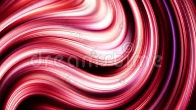 抽象无缝环生动渐变红色条纹旋流背景.. 三维渲染条纹涟漪。 未来的几何图形